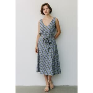 Wildfang The Empower Satin Slip Dress in Cubic Geometric Adjustable Medium NWT